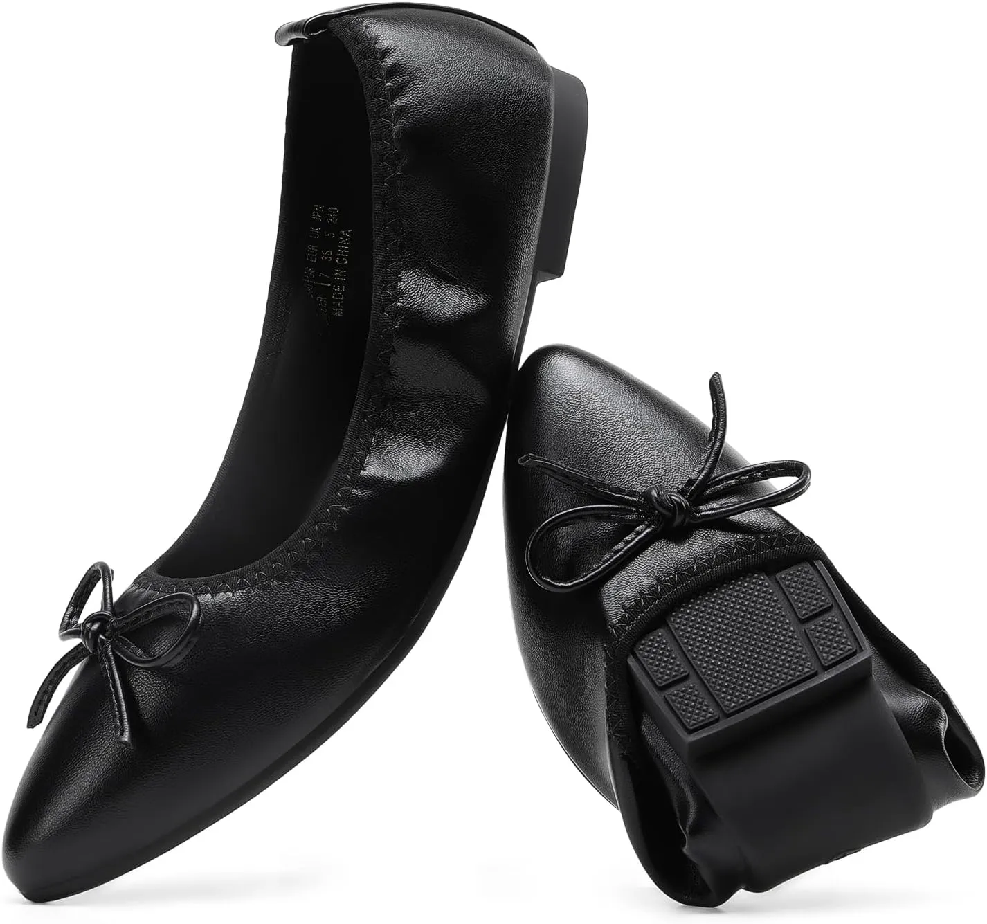 DREAM PAIRS Women's Foldable Flats Shoes Pointed Toe Ballet Flats Bowknot Comfort Slip on Dress Shoes