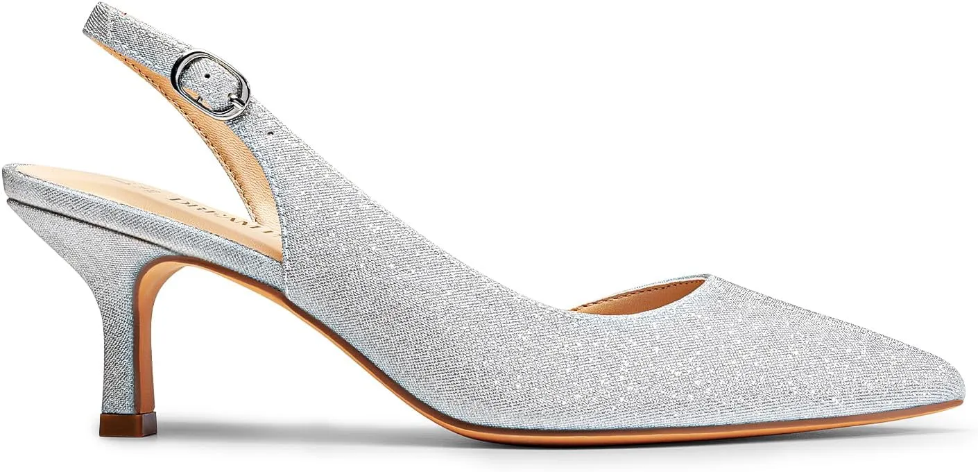 DREAM PAIRS Women's Kitten Heels Slingback Closed Pointed Toe Low Pumps Shoes Women Party Wedding Sexy Casual Dress Shoes