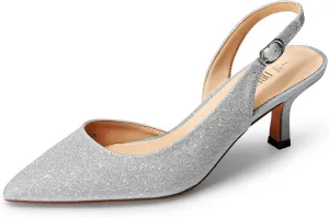 DREAM PAIRS Women's Kitten Heels Slingback Closed Pointed Toe Low Pumps Shoes Women Party Wedding Sexy Casual Dress Shoes