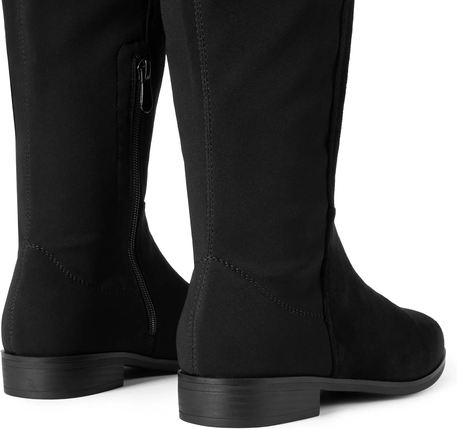 DREAM PAIRS Women's Knee-High Boots Comfortable Flat Low Heel Round Toe Stretchy Suede Slouch Boots with Side Zipper