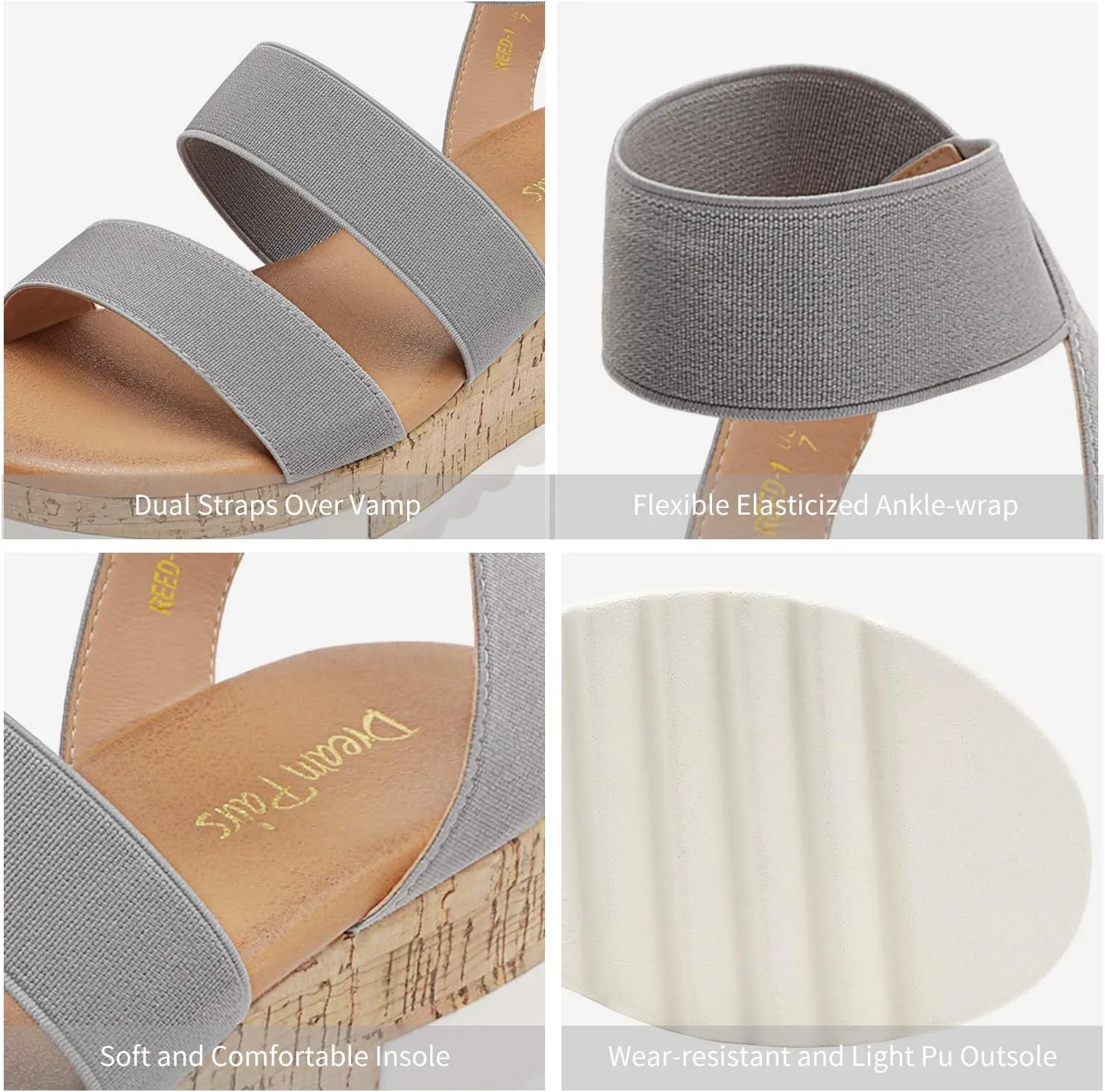 DREAM PAIRS Women's Open Toe Ankle Strap Casual Flatform Platform Wedges Sandals