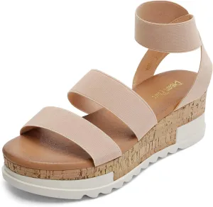 DREAM PAIRS Women's Open Toe Ankle Strap Casual Flatform Platform Wedges Sandals