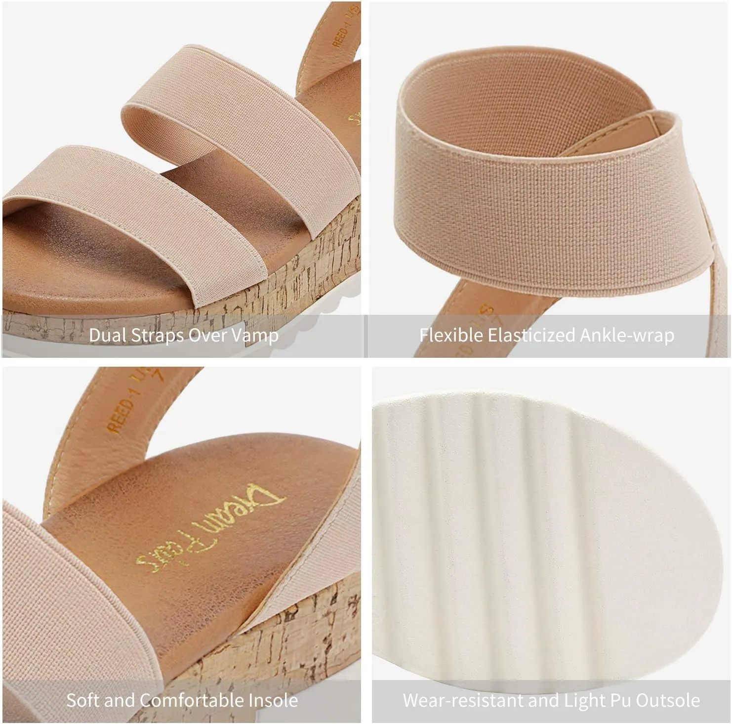 DREAM PAIRS Women's Open Toe Ankle Strap Casual Flatform Platform Wedges Sandals