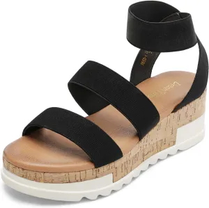 DREAM PAIRS Women's Open Toe Ankle Strap Casual Flatform Platform Wedges Sandals