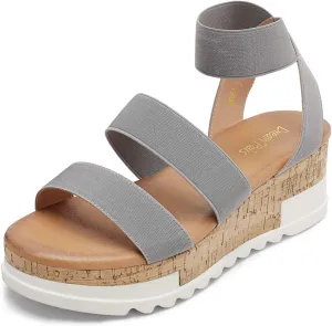 DREAM PAIRS Women's Open Toe Ankle Strap Casual Flatform Platform Wedges Sandals