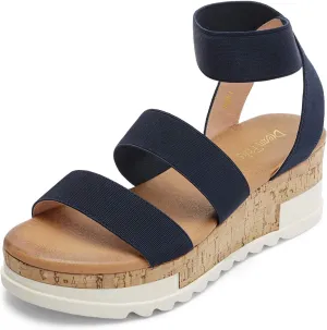 DREAM PAIRS Women's Open Toe Ankle Strap Casual Flatform Platform Wedges Sandals