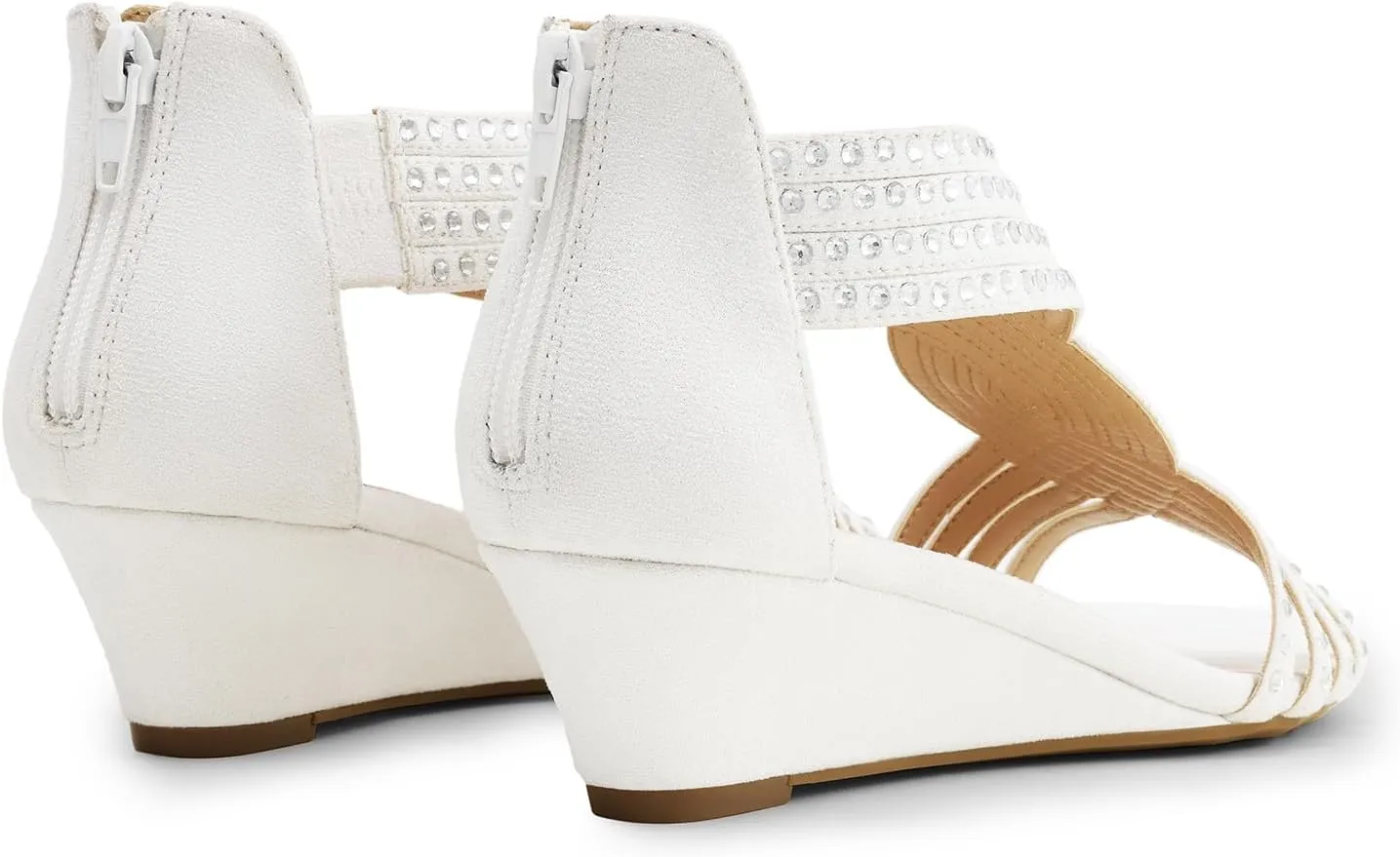 DREAM PAIRS Women's Open Toe Low Wedges Sandals Sparkly Rhinestone Strappy Zipper Weeding Dressy Elegant Summer Shoes for Lady