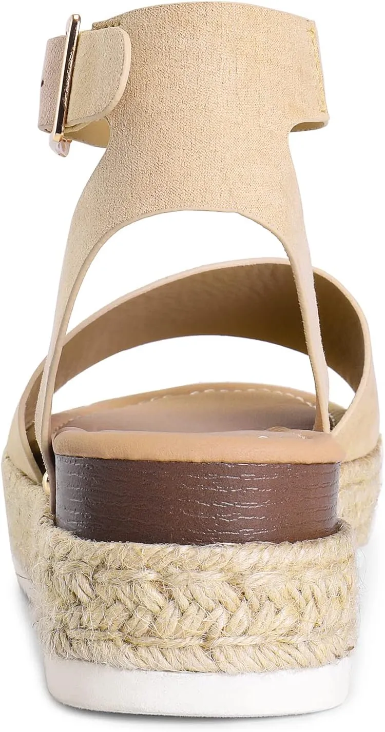 DREAM PAIRS Women's Platform Espadrilles Casual Ankle Strap Wedge Sandals Comfortable Dressy Summer Shoes