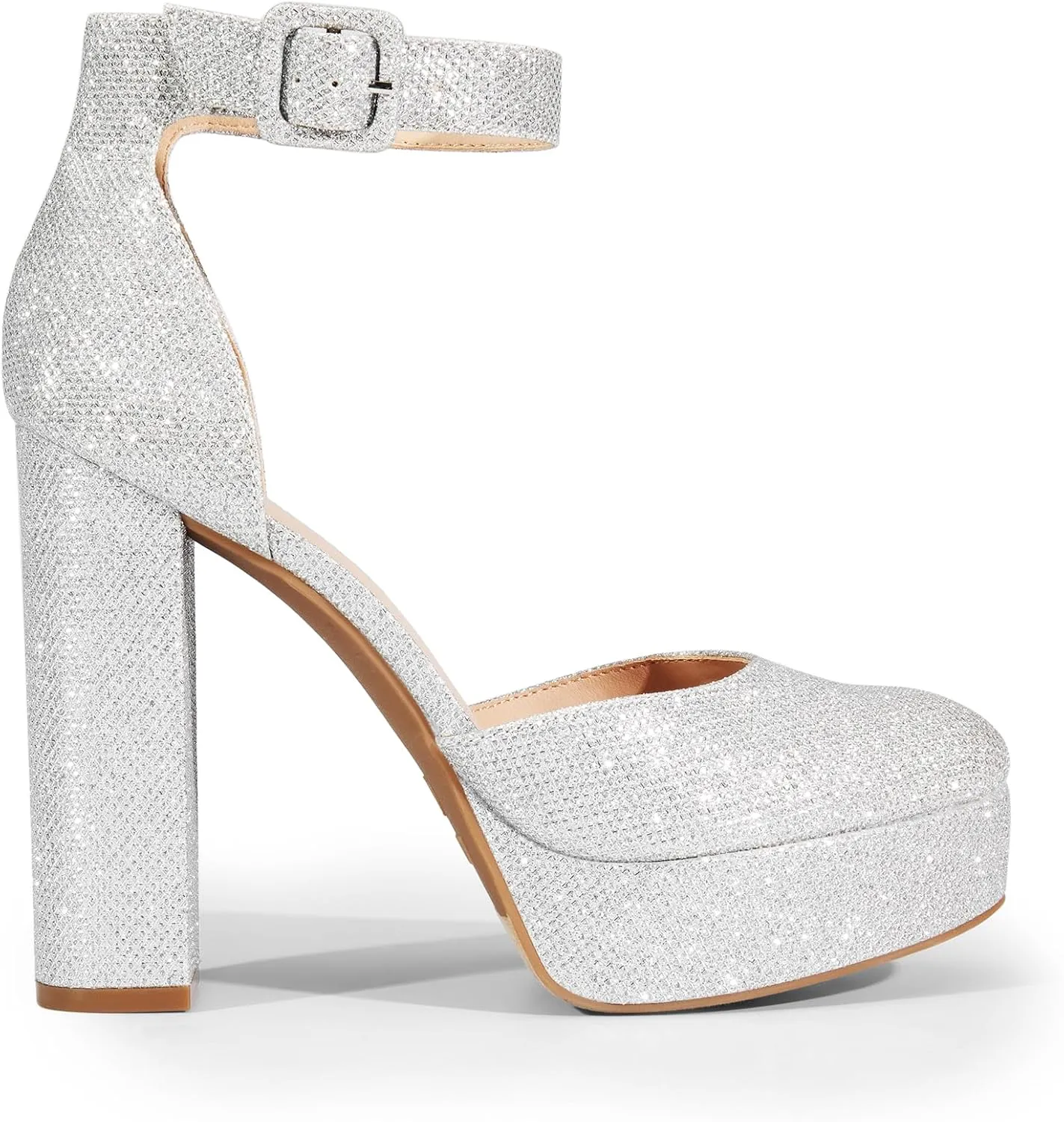 DREAM PAIRS Women's Platform High Chunky Heels Closed Toe Block Ankle Strap Dress Buckle Round Toe Wedding Party Comfortable Pumps Shoes