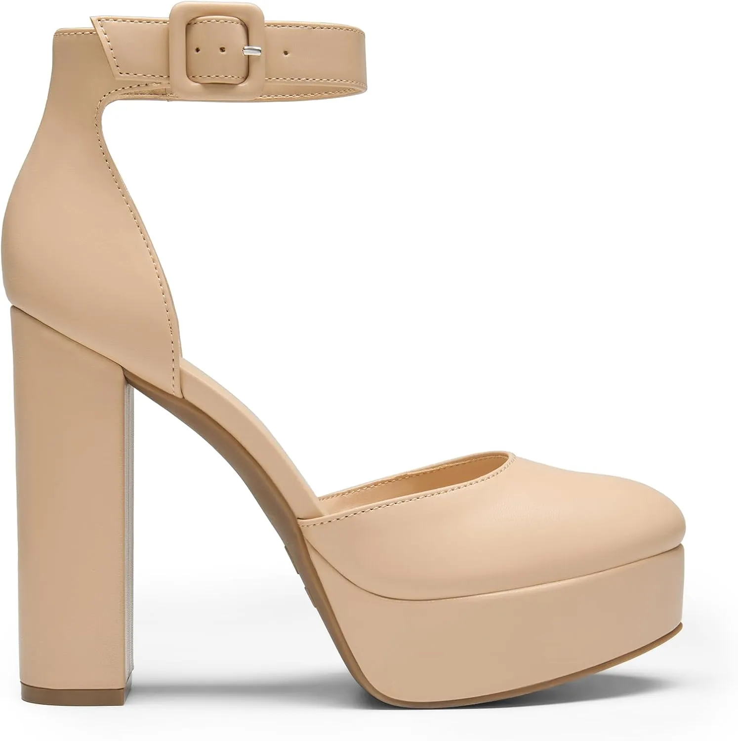 DREAM PAIRS Women's Platform High Chunky Heels Closed Toe Block Ankle Strap Dress Buckle Round Toe Wedding Party Comfortable Pumps Shoes