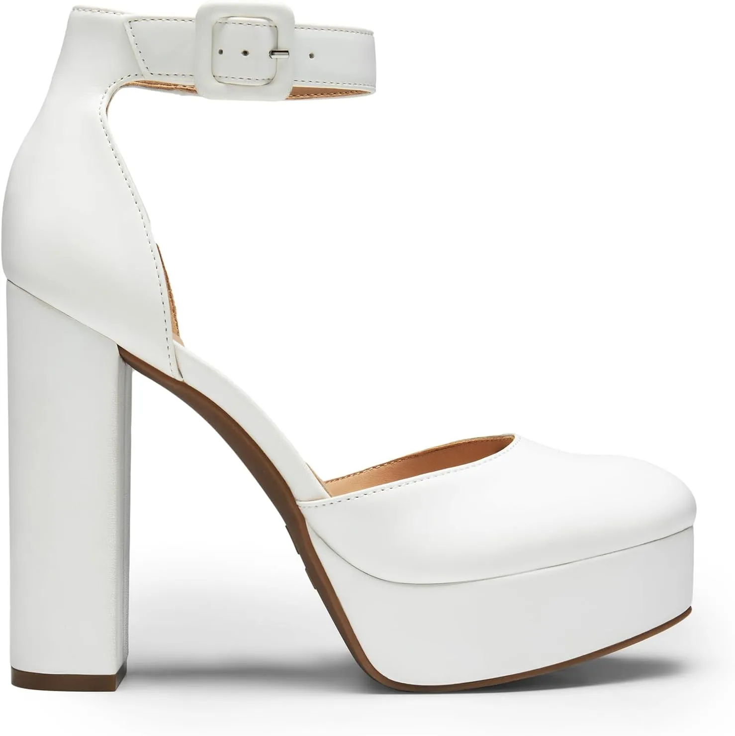 DREAM PAIRS Women's Platform High Chunky Heels Closed Toe Block Ankle Strap Dress Buckle Round Toe Wedding Party Comfortable Pumps Shoes