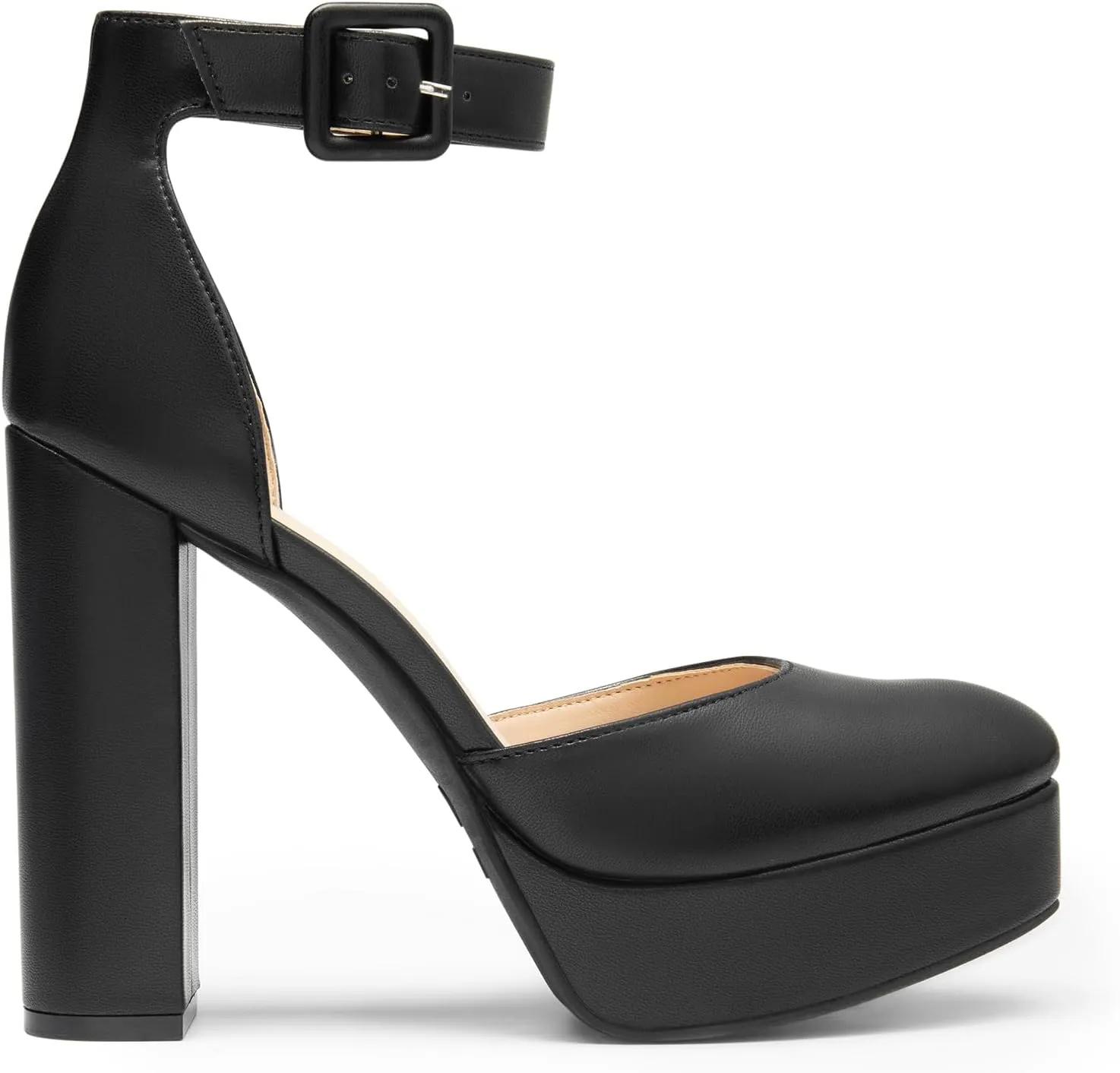 DREAM PAIRS Women's Platform High Chunky Heels Closed Toe Block Ankle Strap Dress Buckle Round Toe Wedding Party Comfortable Pumps Shoes