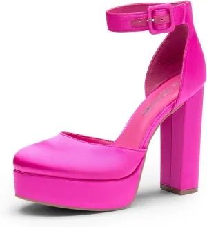 DREAM PAIRS Women's Platform High Chunky Heels Closed Toe Block Ankle Strap Dress Buckle Round Toe Wedding Party Comfortable Pumps Shoes