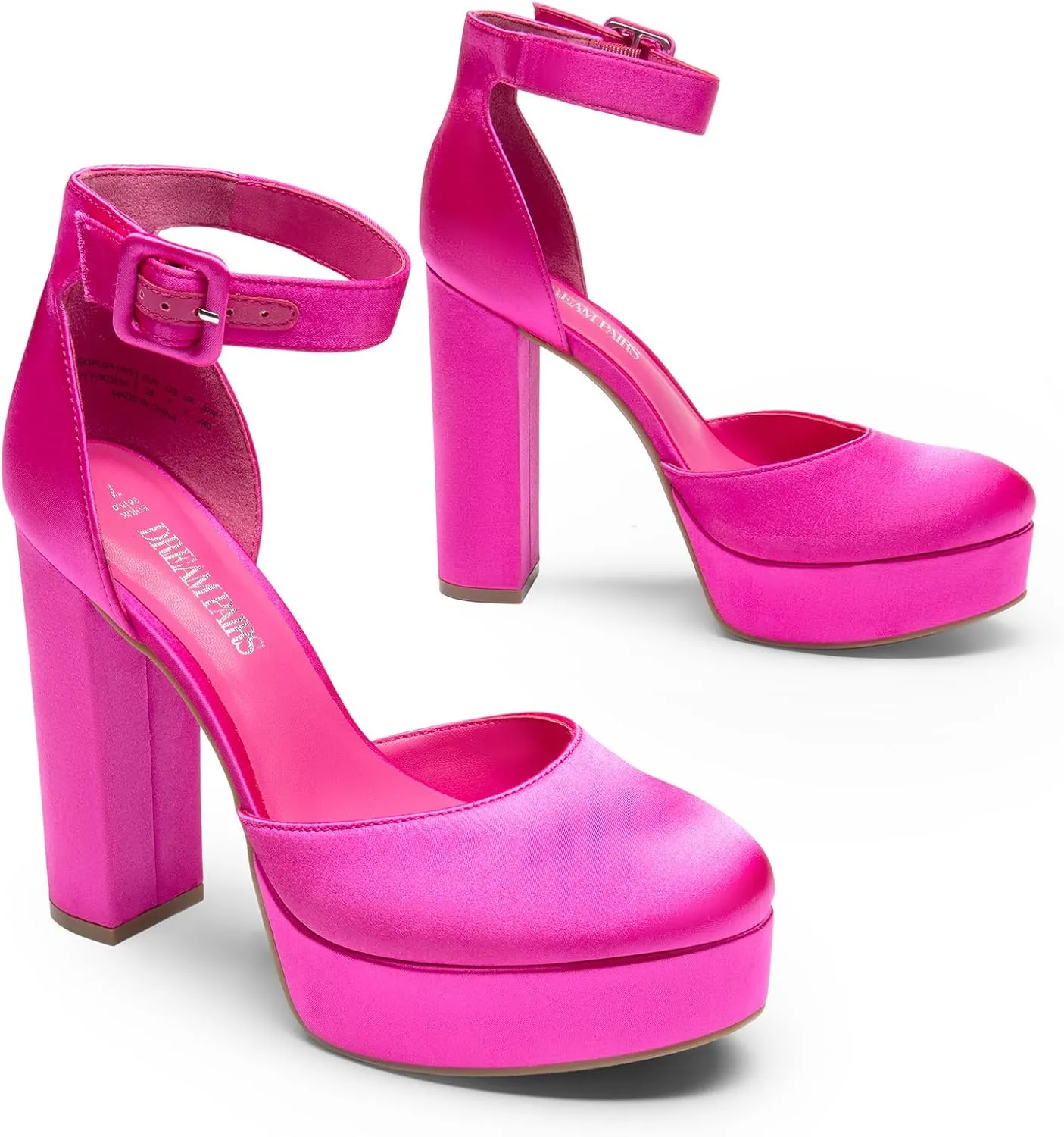 DREAM PAIRS Women's Platform High Chunky Heels Closed Toe Block Ankle Strap Dress Buckle Round Toe Wedding Party Comfortable Pumps Shoes