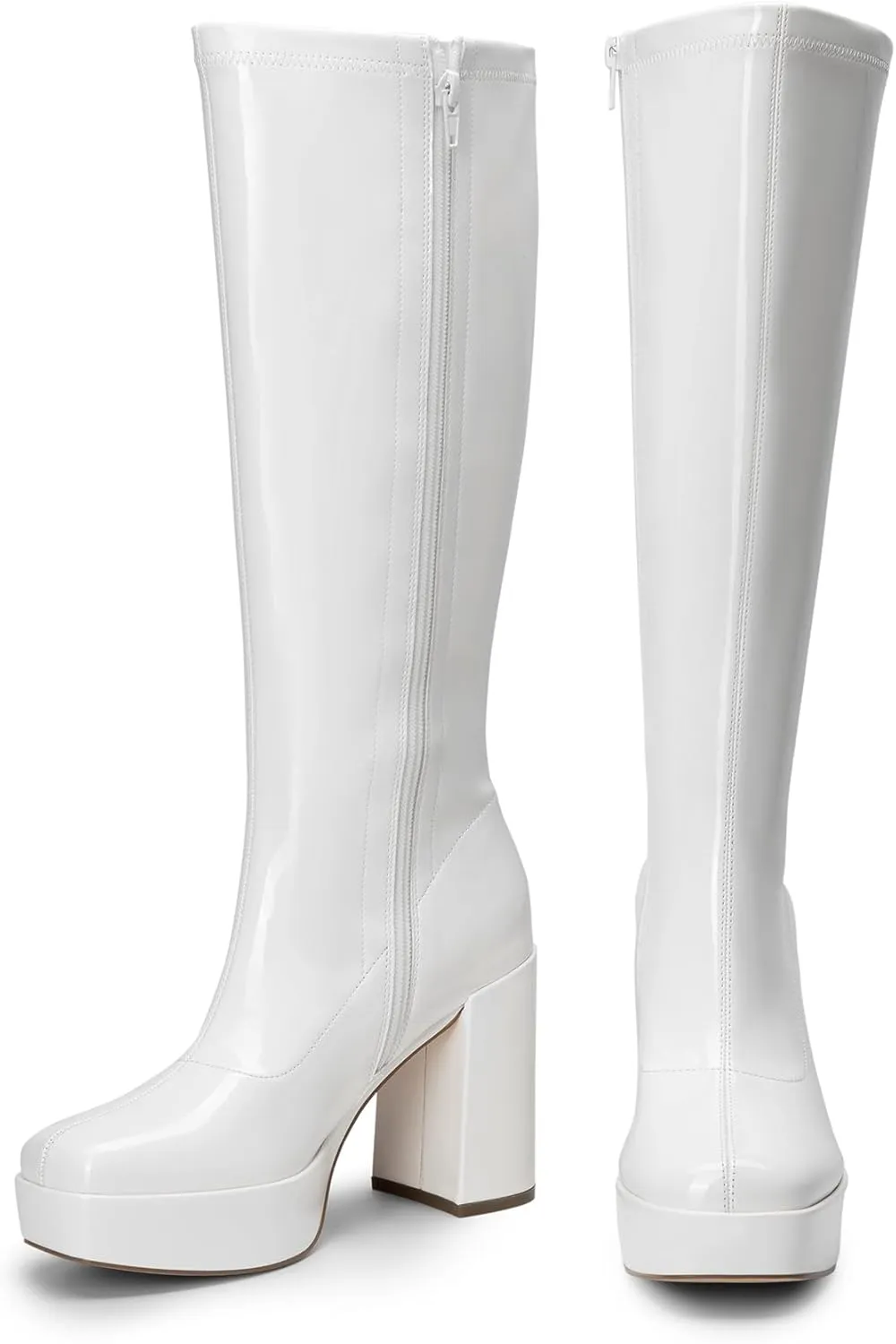 DREAM PAIRS Women's Platform Knee High Boots Chunky Block Heel Side Zipper Cute Gogo Boots
