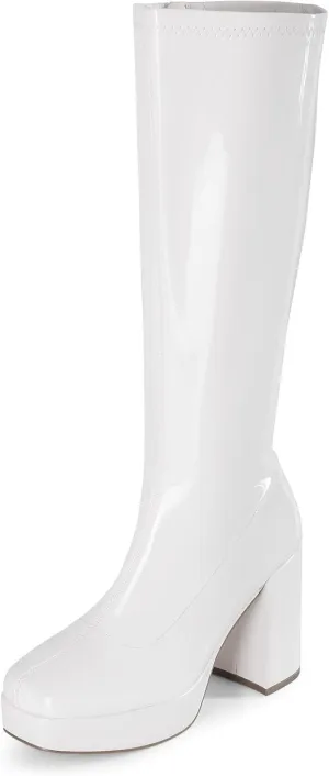 DREAM PAIRS Women's Platform Knee High Boots Chunky Block Heel Side Zipper Cute Gogo Boots