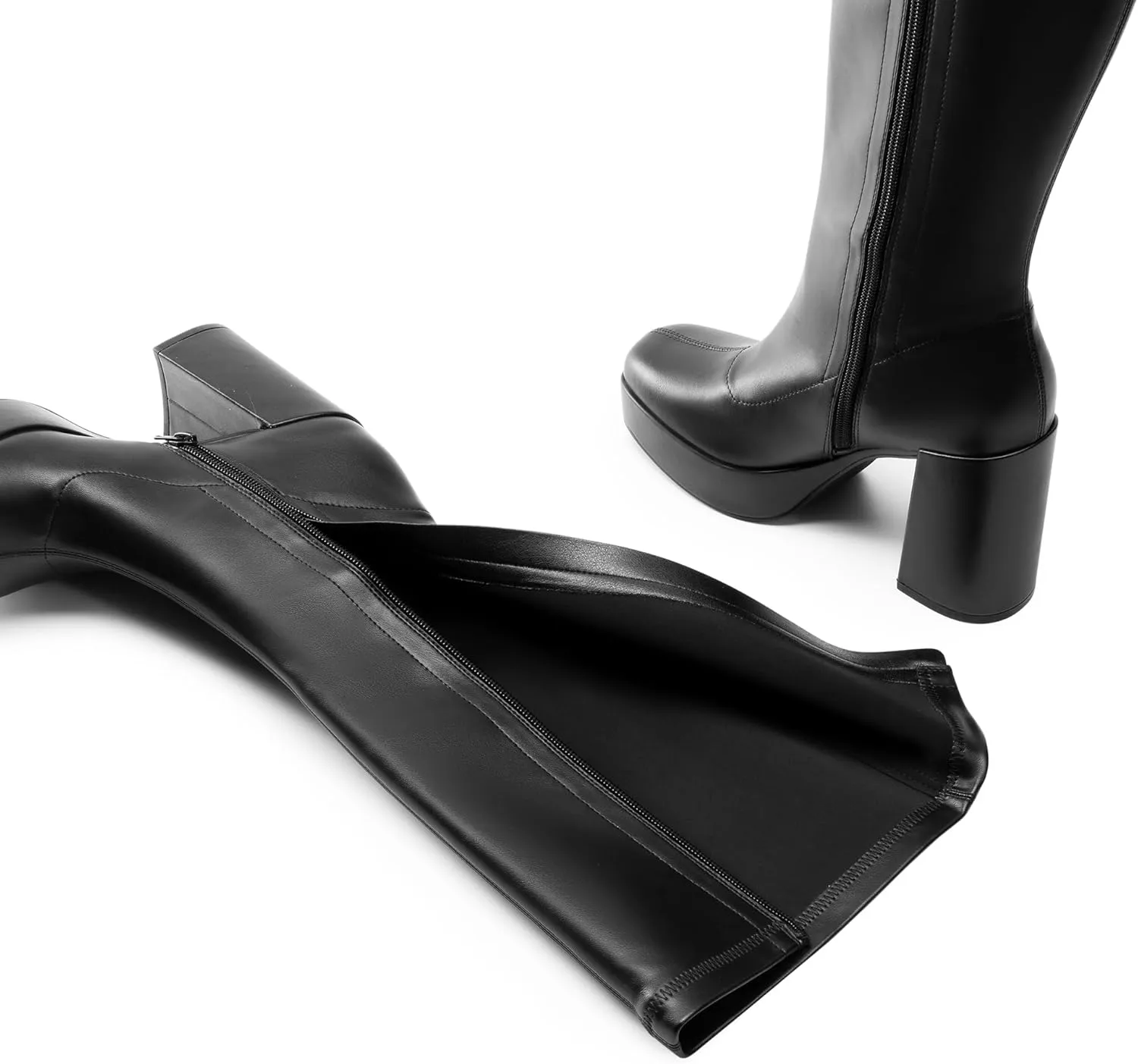 DREAM PAIRS Women's Platform Knee High Boots Chunky Block Heel Side Zipper Cute Gogo Boots