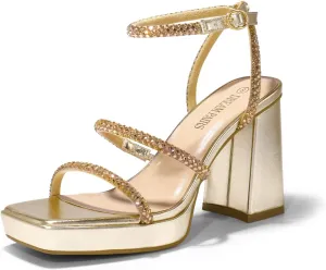 DREAM PAIRS Women's Platform Strappy Heels Open Toe Ankle Strap Square Party Sandals Y2K Dress Shoes
