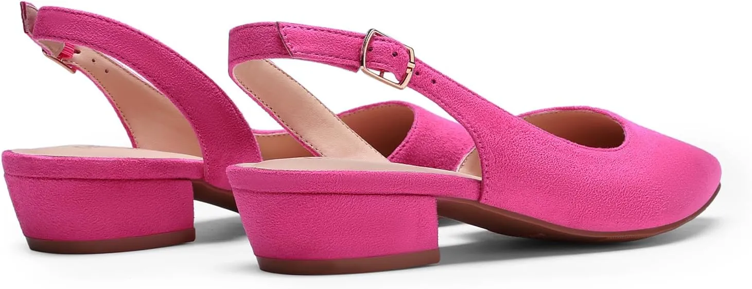 DREAM PAIRS Womens Slingback Kitten Low Block Heels Closed Pointed Toe Ankle Strap Elegant Dressy Pumps Wedding Party Dress Shoes for Women