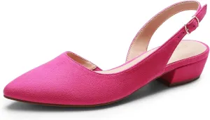 DREAM PAIRS Womens Slingback Kitten Low Block Heels Closed Pointed Toe Ankle Strap Elegant Dressy Pumps Wedding Party Dress Shoes for Women