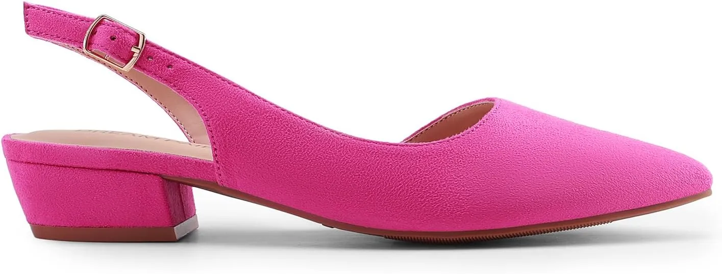 DREAM PAIRS Womens Slingback Kitten Low Block Heels Closed Pointed Toe Ankle Strap Elegant Dressy Pumps Wedding Party Dress Shoes for Women