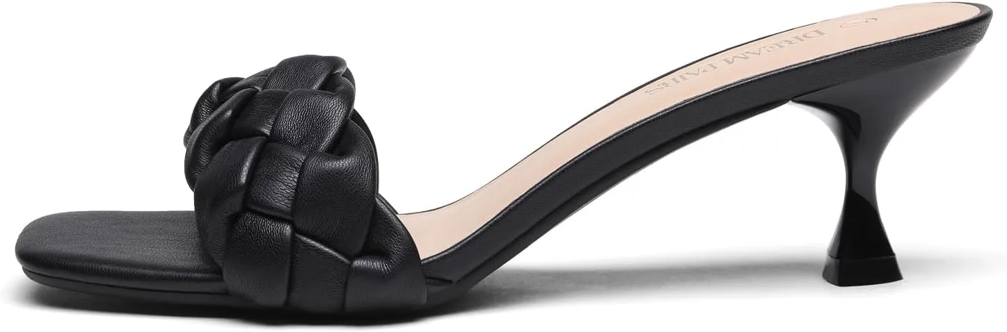 DREAM PAIRS Women’s Stilettos Heels Open Square Toe Comfort Low Kitten Heels Sexy Dress Pumps Sandals Evening Party Prom Dance Shoes