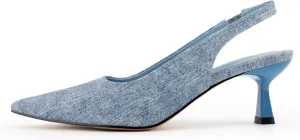 DREAMCIA Women's Pumps Slingback Heels Pointed Toe Sling Back Kitten Heels Women Metallic Slingback Pumps Bride Dresses Wedding Shoes