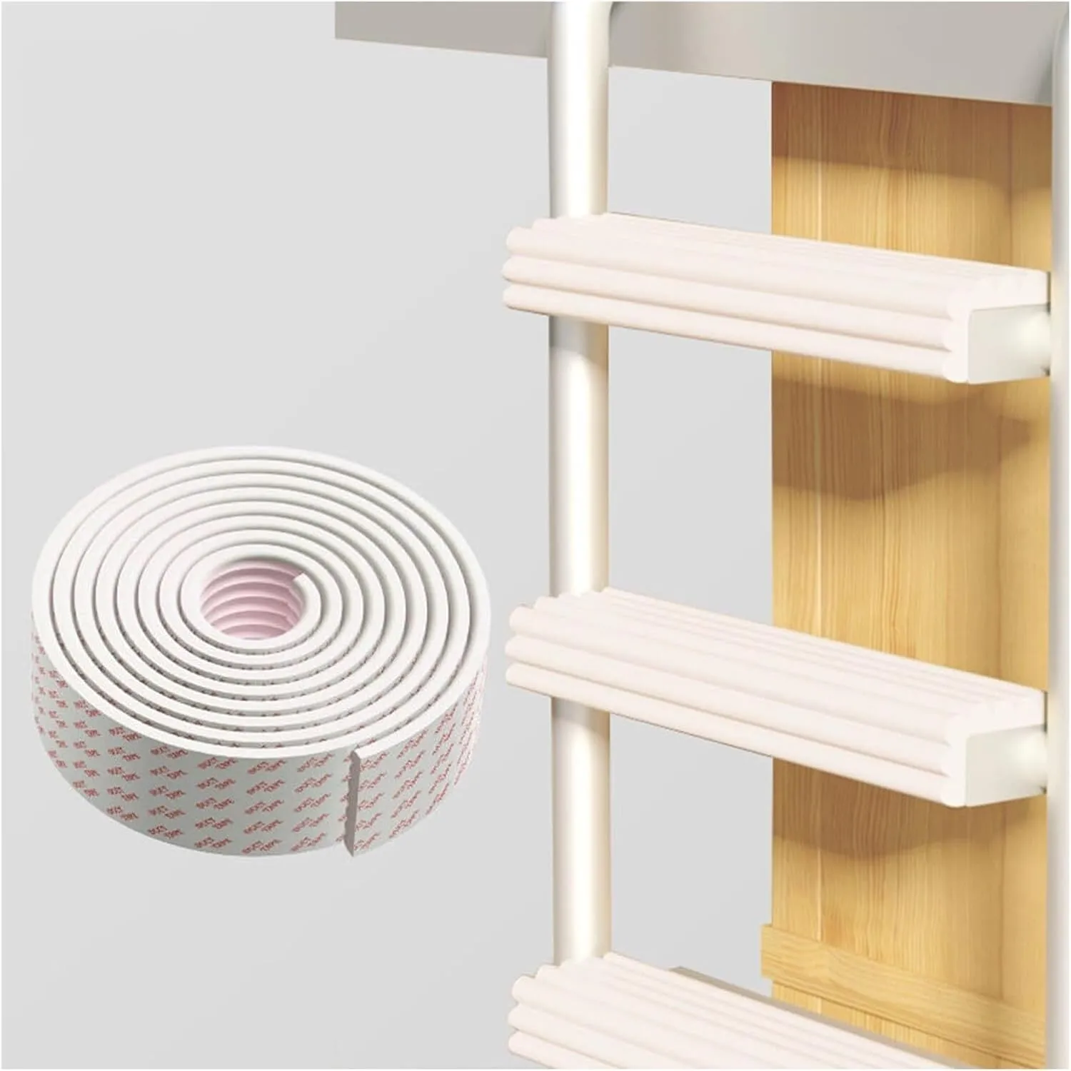 Edge & Corner Guards – 6.6 Inch Extra Wide Foam Safety Edge Protector | Non-Slip Bunk Bed & RV Ladder Pads | Soft Foam Padding Traction Treads for Camper, RV, Kids (White)