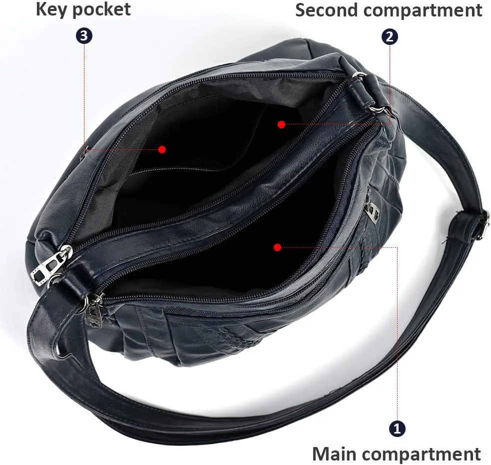ELDA Crossbody Bags For Women Pocketbooks Soft PU Leather Purses and Handbags Multi Pocket Shoulder Bag