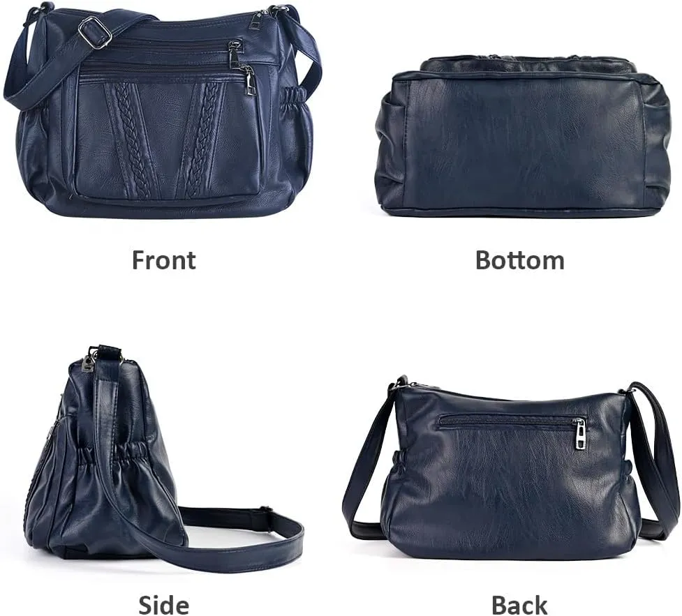 ELDA Crossbody Bags For Women Pocketbooks Soft PU Leather Purses and Handbags Multi Pocket Shoulder Bag