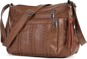 ELDA Purses for Women Pocketbooks Soft PU Leather Ladies Crossbody Purse Multi Pocket Shoulder Bag