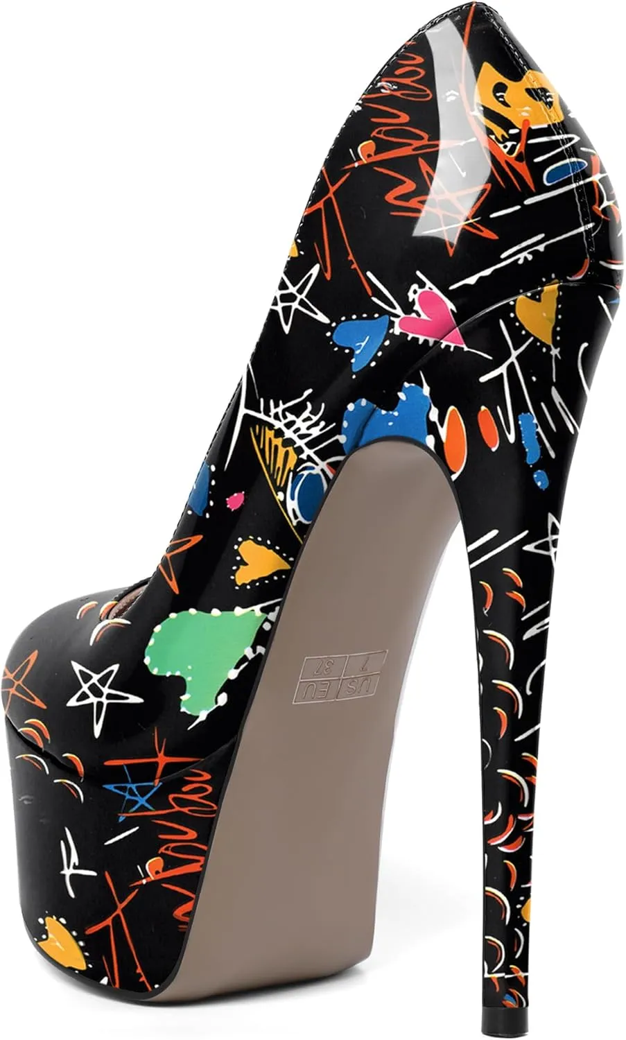 Eldof Womens High Heel Platform Pumps Round Toe Sky High Stilettoes 6" Party Dress Platform