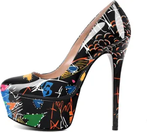Eldof Womens High Heel Platform Pumps Round Toe Sky High Stilettoes 6" Party Dress Platform