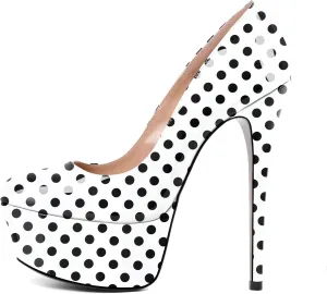 Eldof Womens High Heel Platform Pumps Round Toe Sky High Stilettoes 6" Party Dress Platform