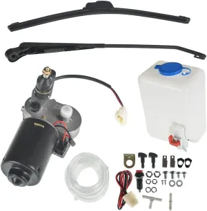 Electric Windshield Wiper Motor Kit, 12V Motor ATV UTV Windshield Washer Bottle Pump 90° Sweep for Golf Cart Polaris RZR Ranger 2017-2019 Can Am X3 Kawasaki MULE TERYX KUBOTA RTV More