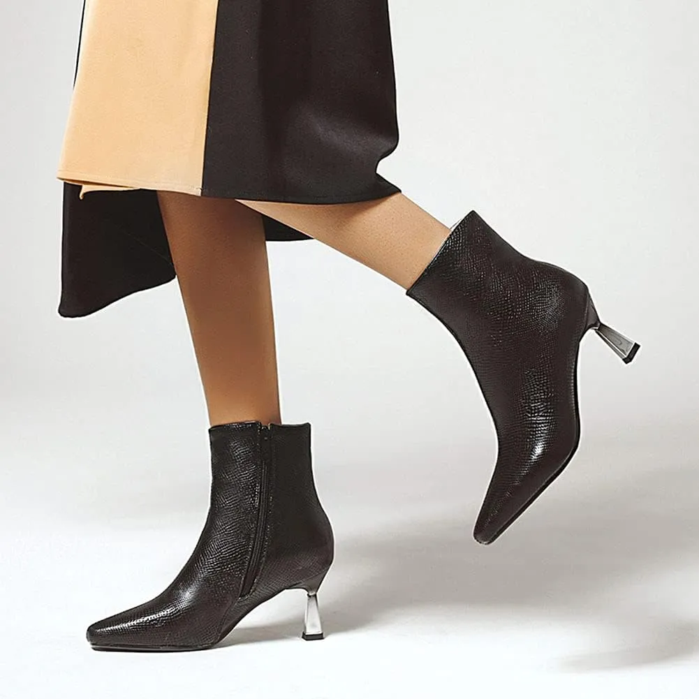 Elegant Ankle Boots for Women Kitten Heels Pointed Toe Business Booties