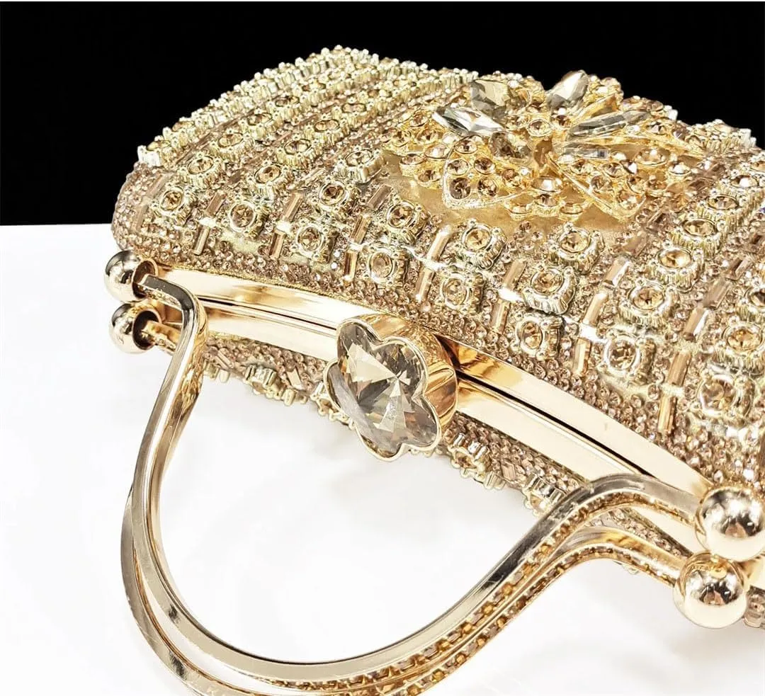 Elegant Dazzling Heels and Clutch Set Festive Party Shoes with Rhinestone Bags