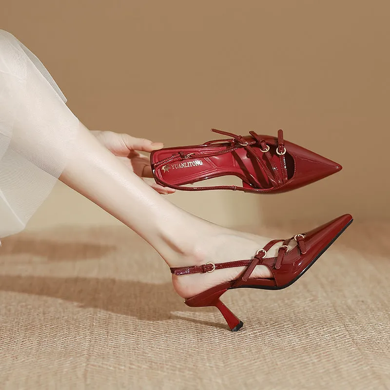 Elegant Leather High-Heel Sandals