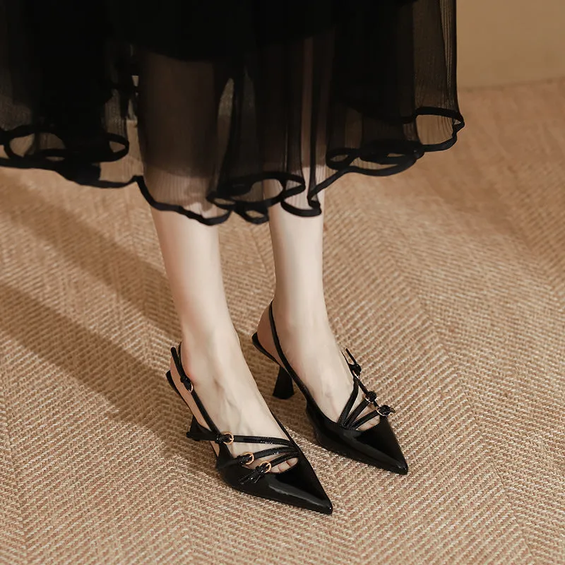 Elegant Leather High-Heel Sandals