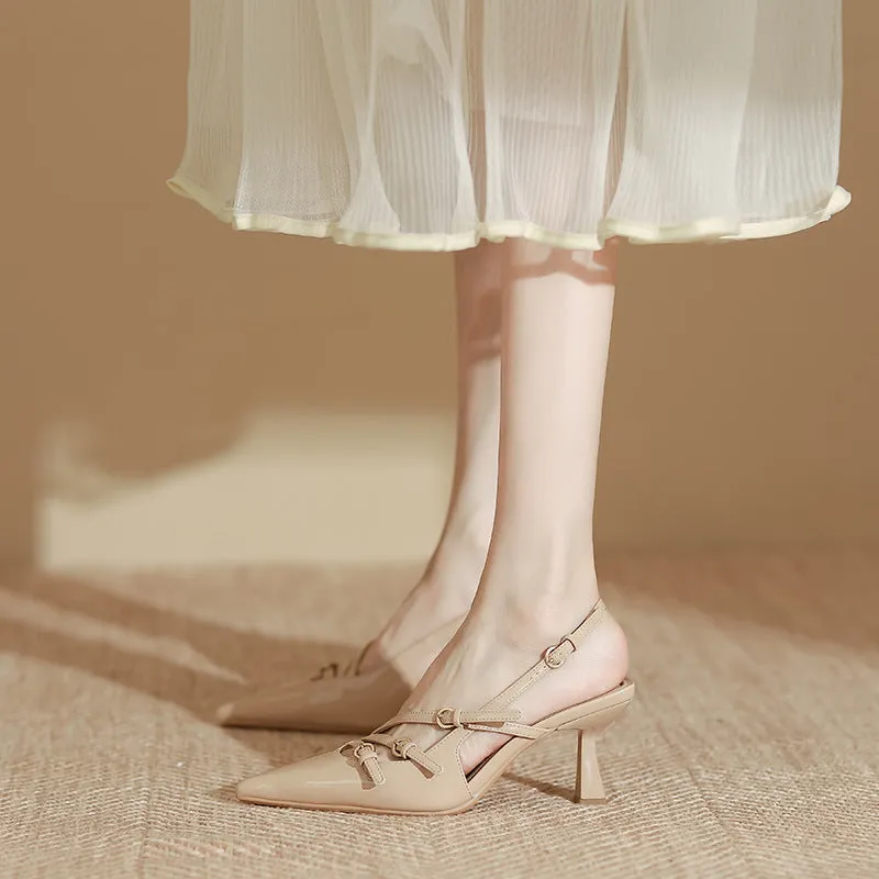 Elegant Leather High-Heel Sandals