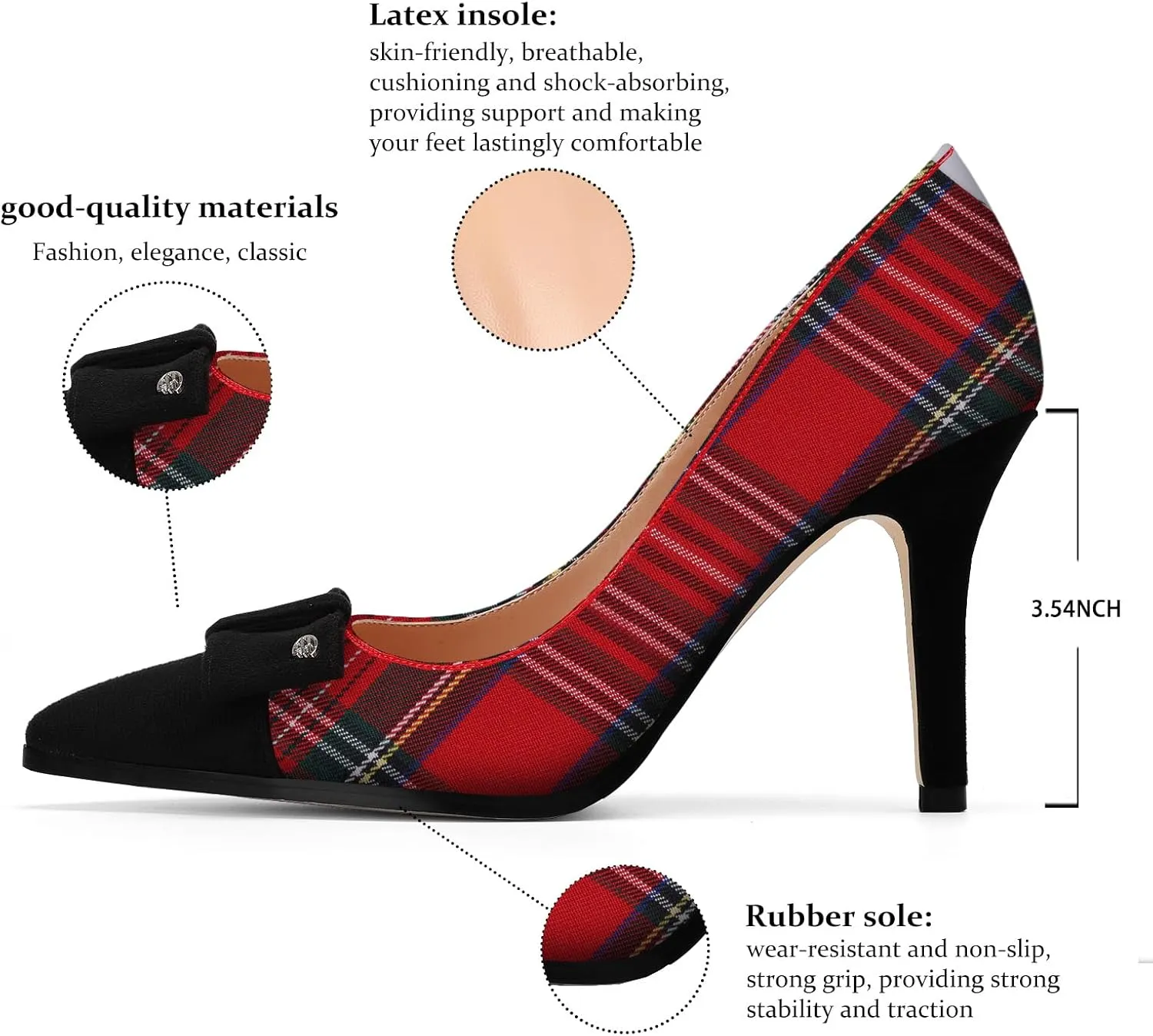 Elegant Pointed Toe High Heels for Women - Classic Pumps with Bow Detail, Comfortable 3.5-Inch Stiletto for Office, Evening Party Sleek Shoes
