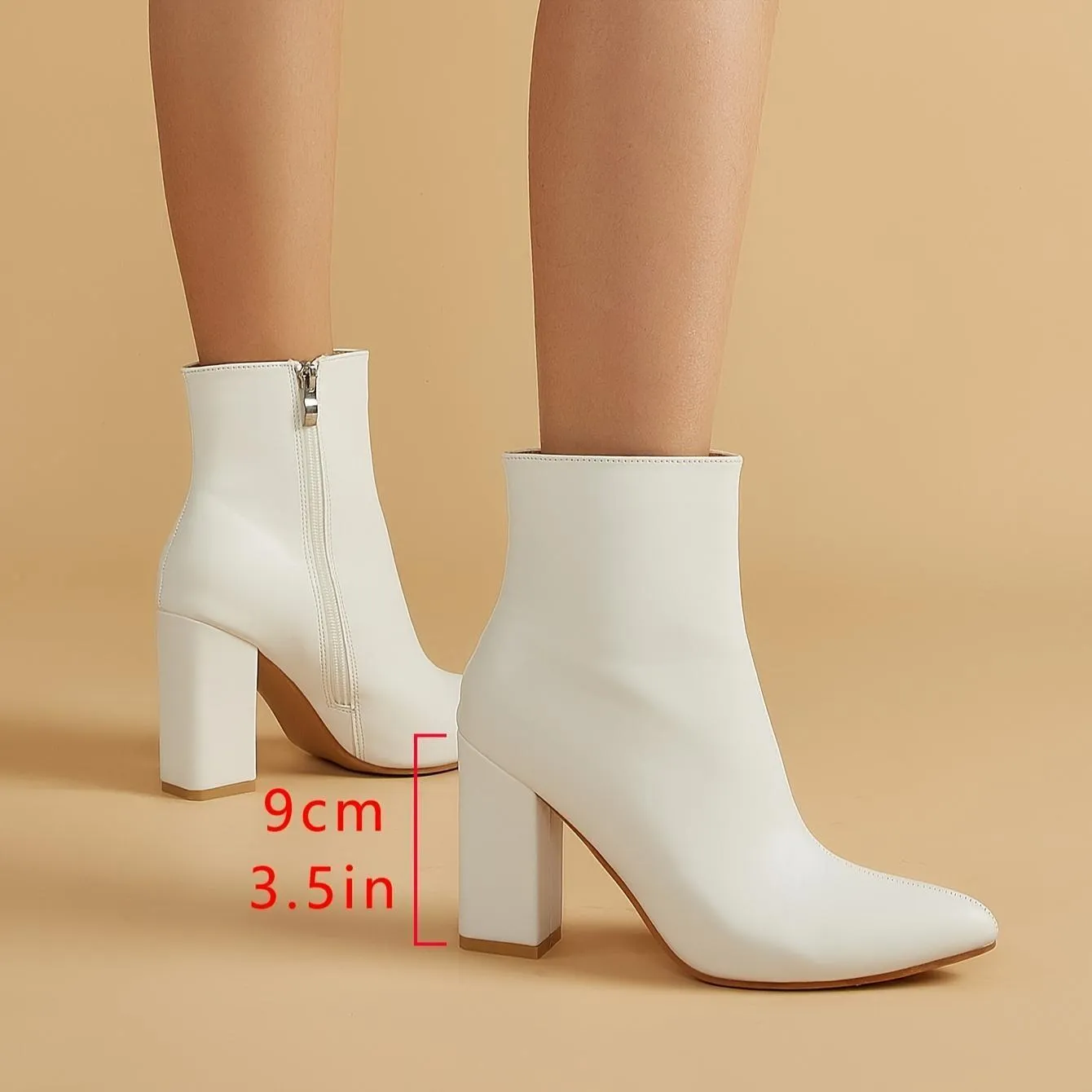 Elegant White Block Heel Boots