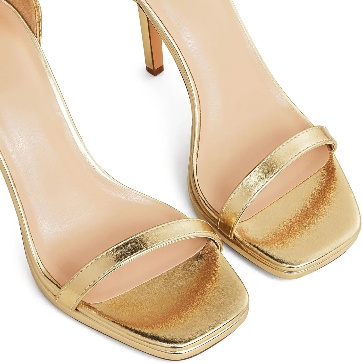 Elisabet Tang Women's 4.3 Inch Platform High Heeled Sandals Strappy Stiletto Open Square Toe Heel with Ankle Strap at Wedding Party Prom Work Dating