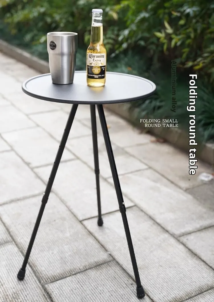 Ellniges]【Portable Outdoor Table Adjustable Height Aluminum Folding Camp Table w/Snap-on Base & Non-Slip Surface - Compact Foldable Design for Picnic, Hiking, Home Use