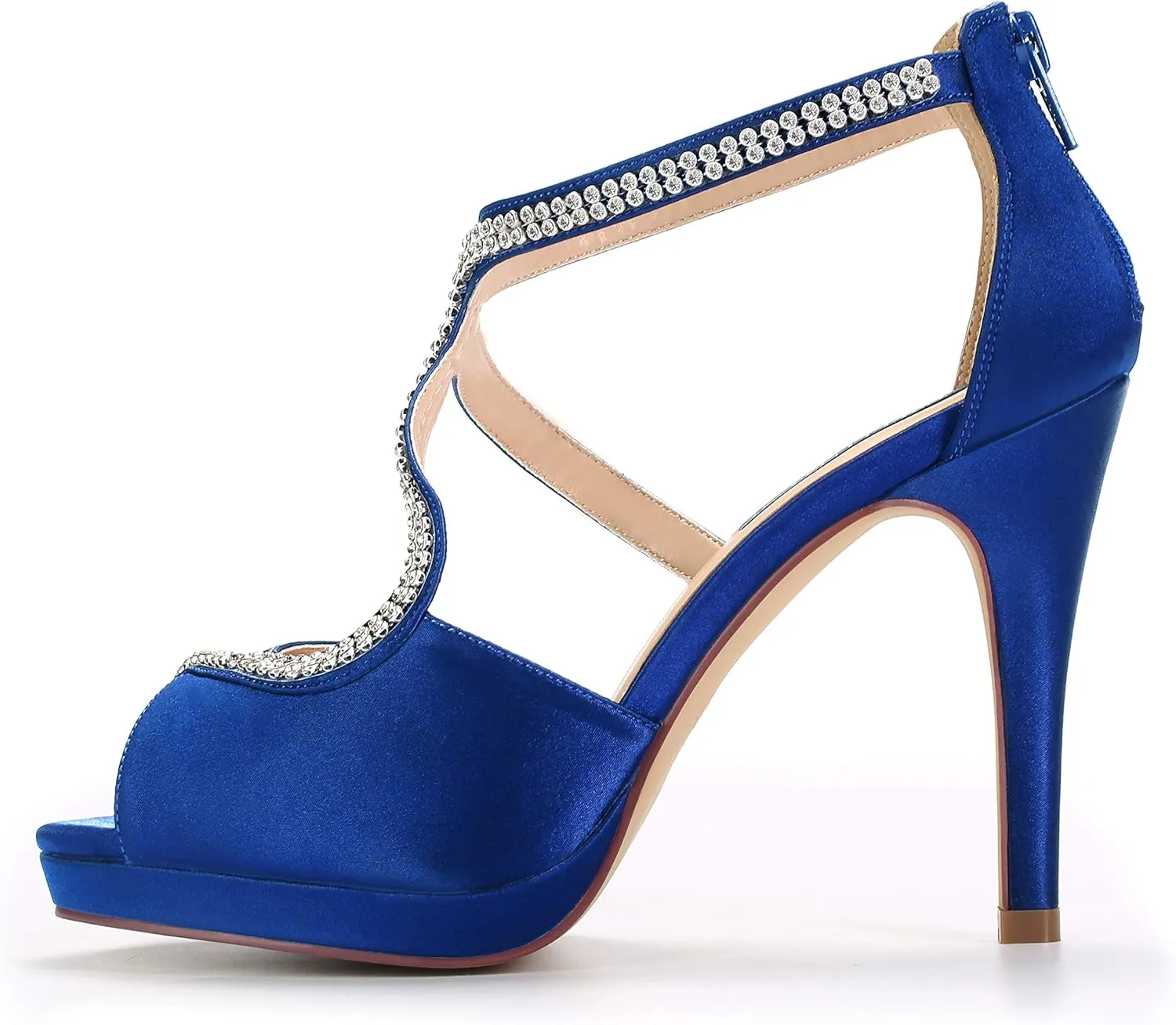 ERIJUNOR High Heel Sandals Peep Toe S-Strap Prom Wedding Evening Shoes