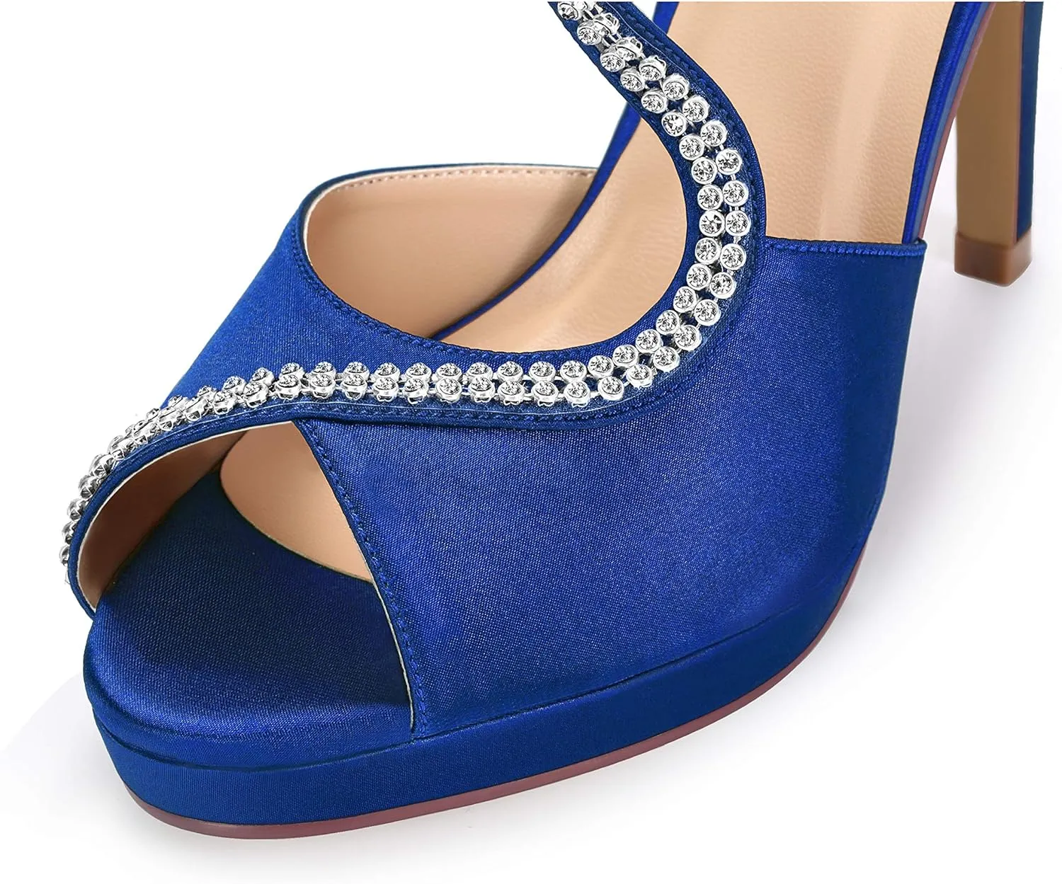 ERIJUNOR High Heel Sandals Peep Toe S-Strap Prom Wedding Evening Shoes