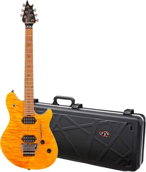 EVH Wolfgang Standard QM 6-String Electric Guitar (Trans Amber) - Premium Quality Instrument for Musicians - Versatile & Sleek Design Bundle with Hardshell Case (2 Items)