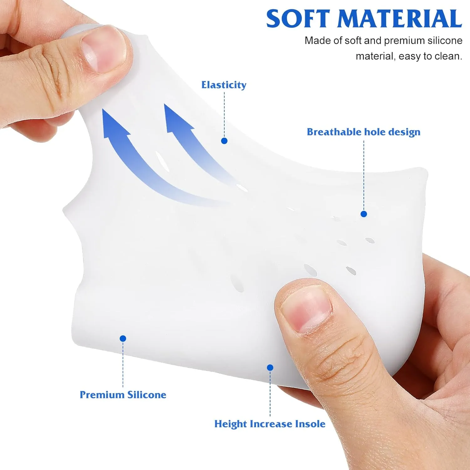 EXCEART Heel Cup Insoles Half Height Increase Insoles Invisible Silicone Shoe Lift Heel Pads 5.5CM Men Women (for Size 40-46)
