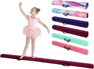 FAHKNS 8FT Balance Beam for Kids 3-12,Foldable Floor Gymnastics Beam,Suede Cover,Non Slip Base with Carry Bag