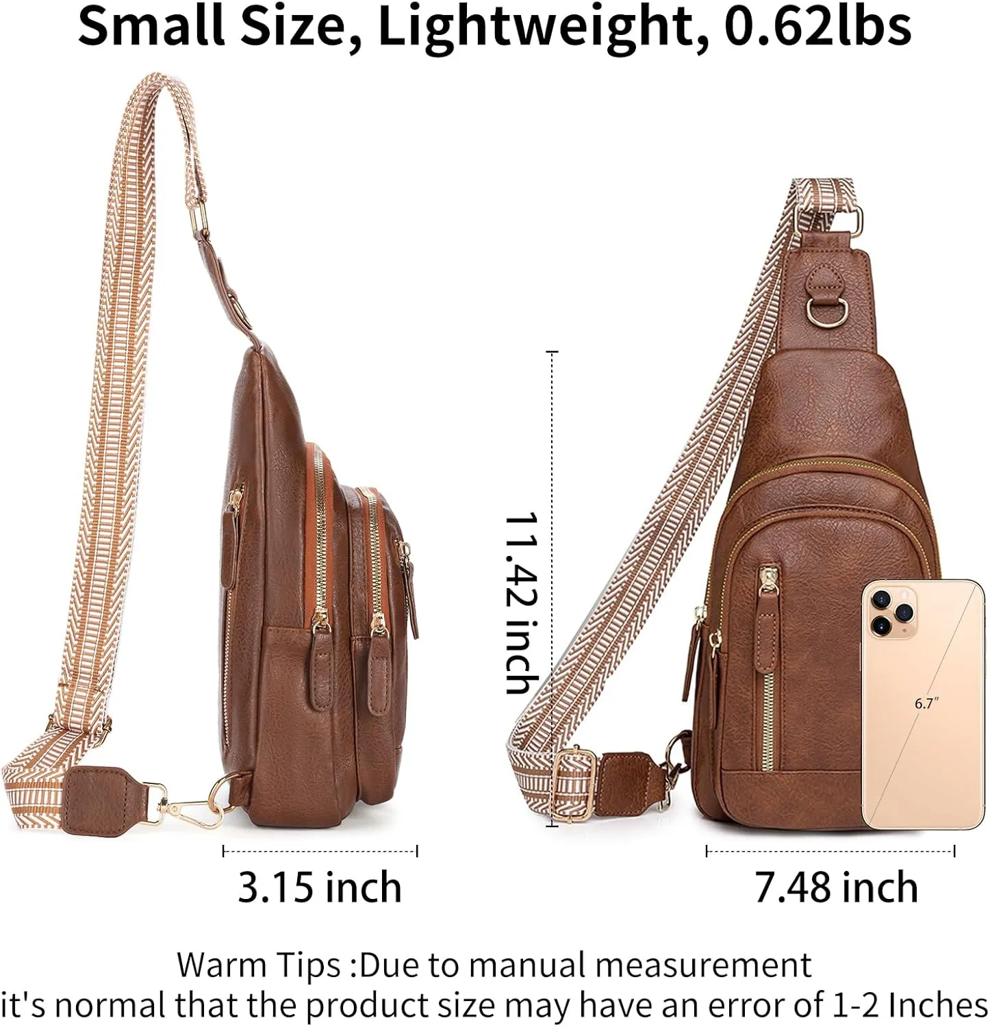 FALAN MULE Crossbody Bags for Women Leather Sling Chest Bag Trendy Fanny Packs for Women